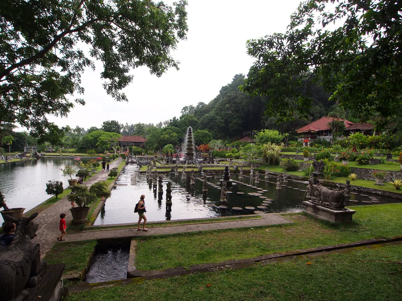 Pools and gardens at the Tirta Gangga water palace near Amlapura in east Bali, Indonesia.